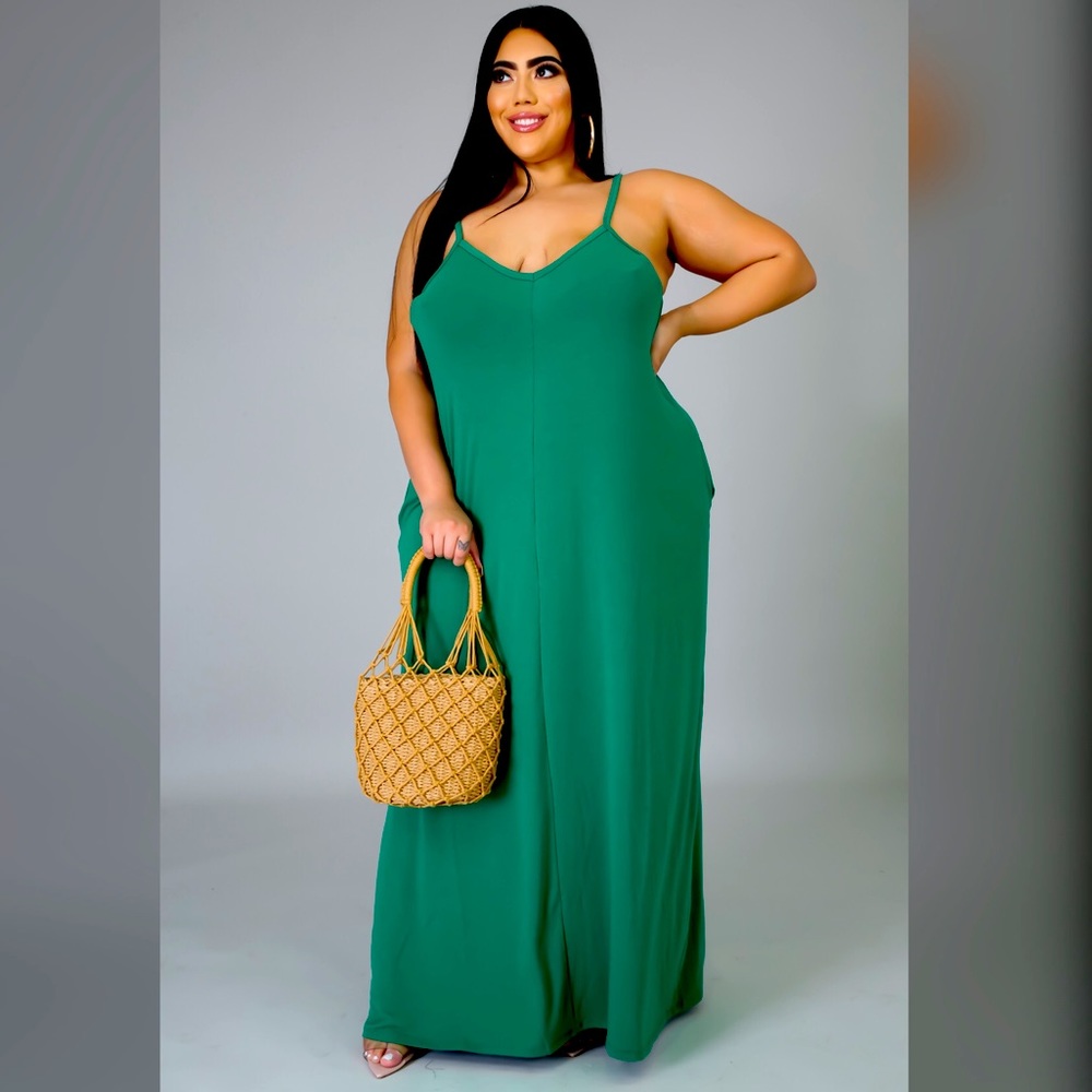 Plus Size emerald green maxi dress